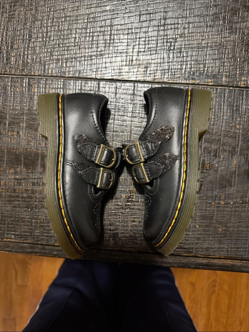 Dr. Martens Kids Black Double-Strap Leather School Shoes